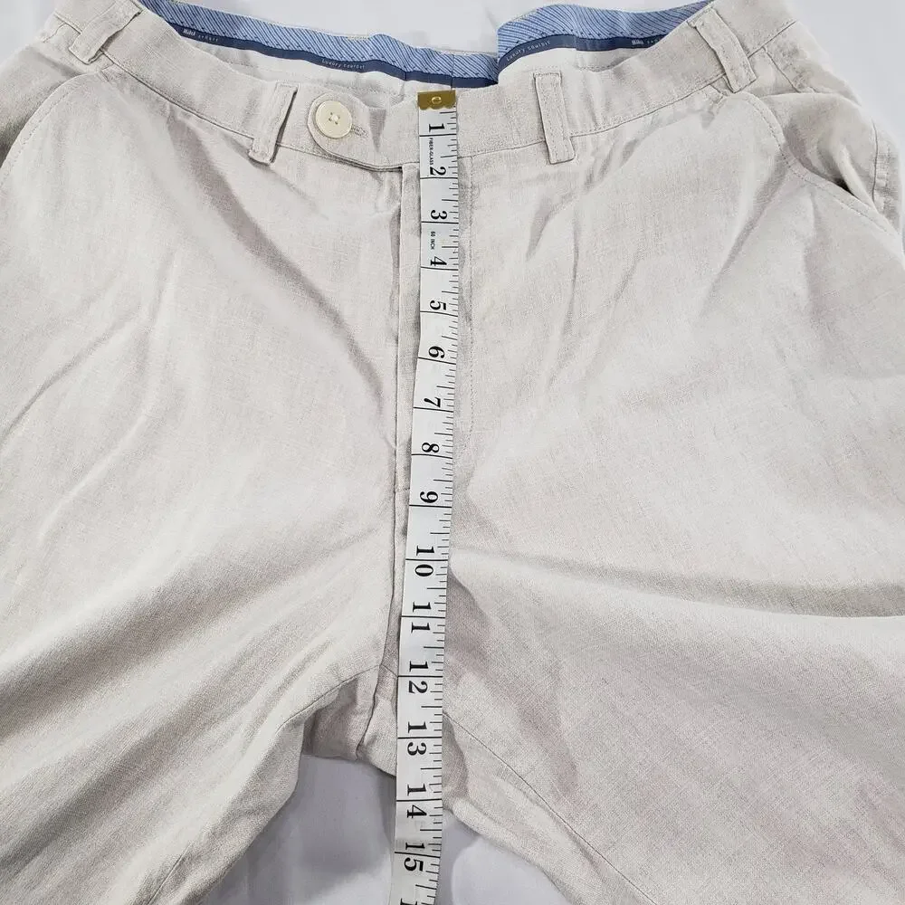 Hiltl Beige Flax Cotton Luxury Comfort Ultimate Trouser Pants Size 35/38